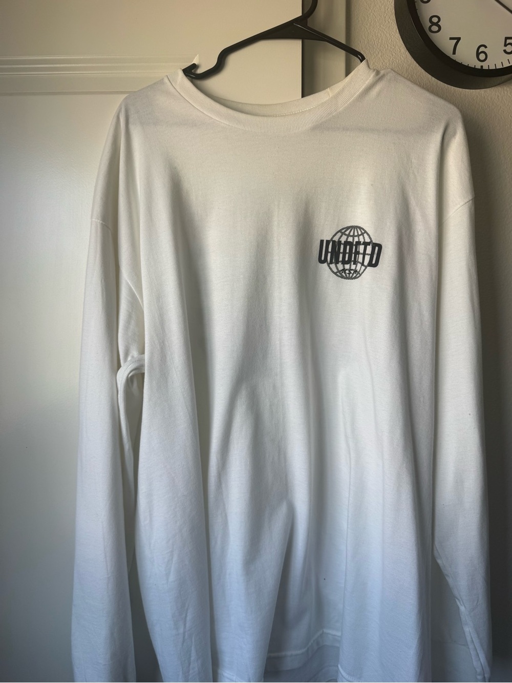 Undefeated White Long-Sleeve Crewneck with Globe Logo